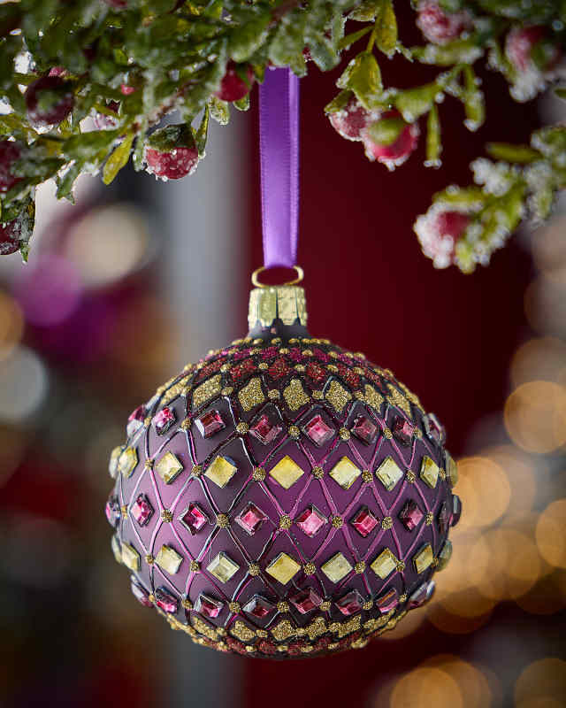 Majestic Plum & Gold Ball Ornament